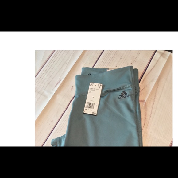 New adidas spell out green mixed fab leggings - Picture 4 of 5